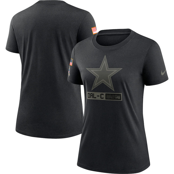 Women's Dallas Cowboys Black NFL 2020 Salute To Service Performance T-Shirt (Run Small)